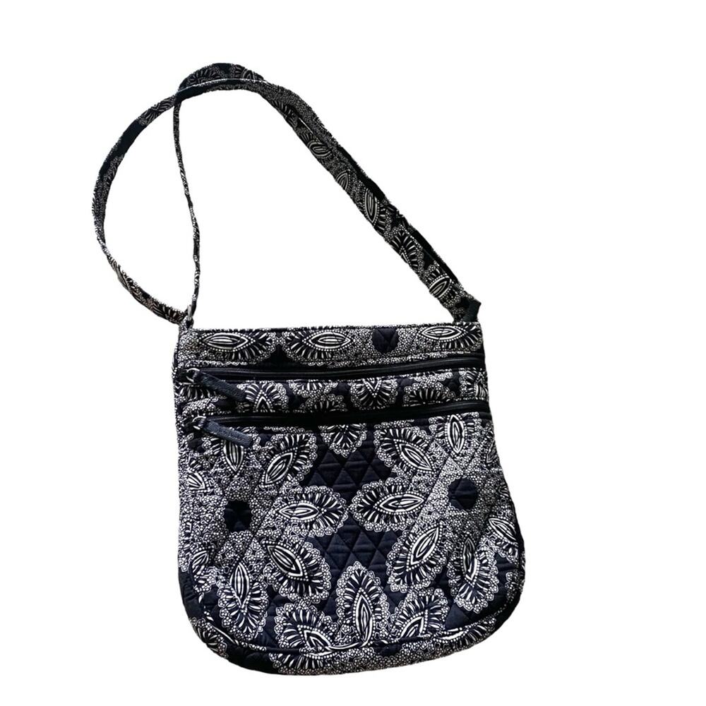 Vera Bradley Hipster Crossbody Floral Black and White Paisley Noir Crossbody Bag